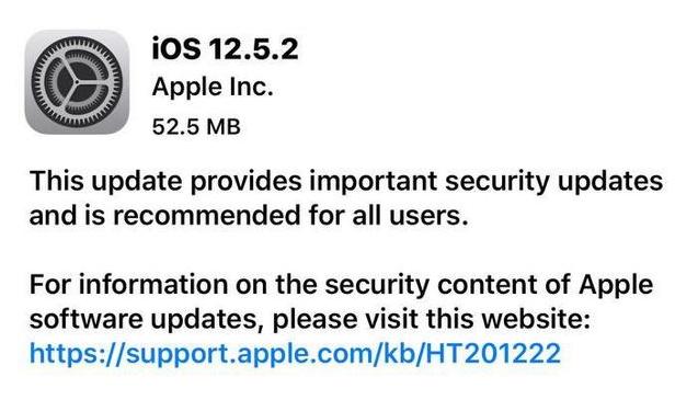 运城苹果手机维修分享iOS12.5.2发布，建议所有老苹果用户安装 